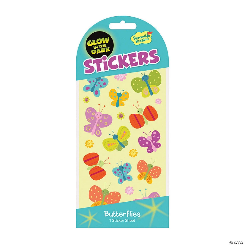 Butterflies Glow-in-the-Dark Stickers: Pack Of 12 1 Butterflies Glow-in-the-Dark Stickers: Pack Of 12