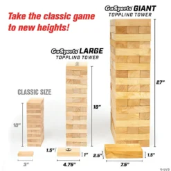 GoSports Giant Wooden Toppling Tower - Made From Premium Tropical Hardwood -Children Toy Store gosports giant wooden toppling tower made from premium tropical hardwood14111181 a05