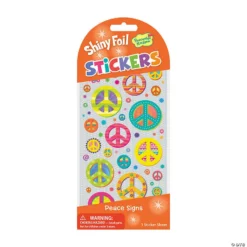 Peace Signs Shiny Foil Stickers: Pack Of 12
