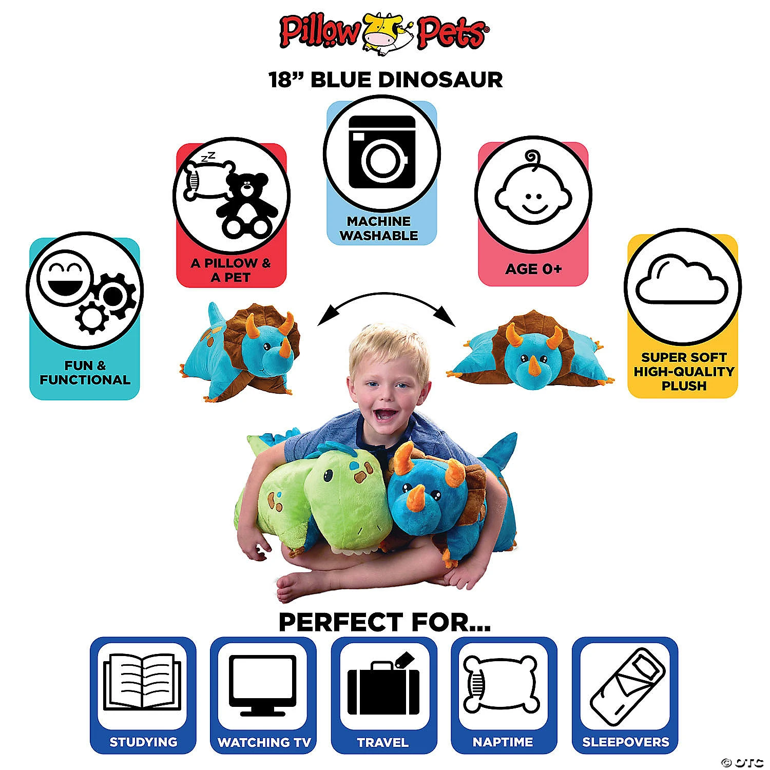 Pillow Pet - Blue Dinosaur 5 Pillow Pet - Blue Dinosaur - Image 5