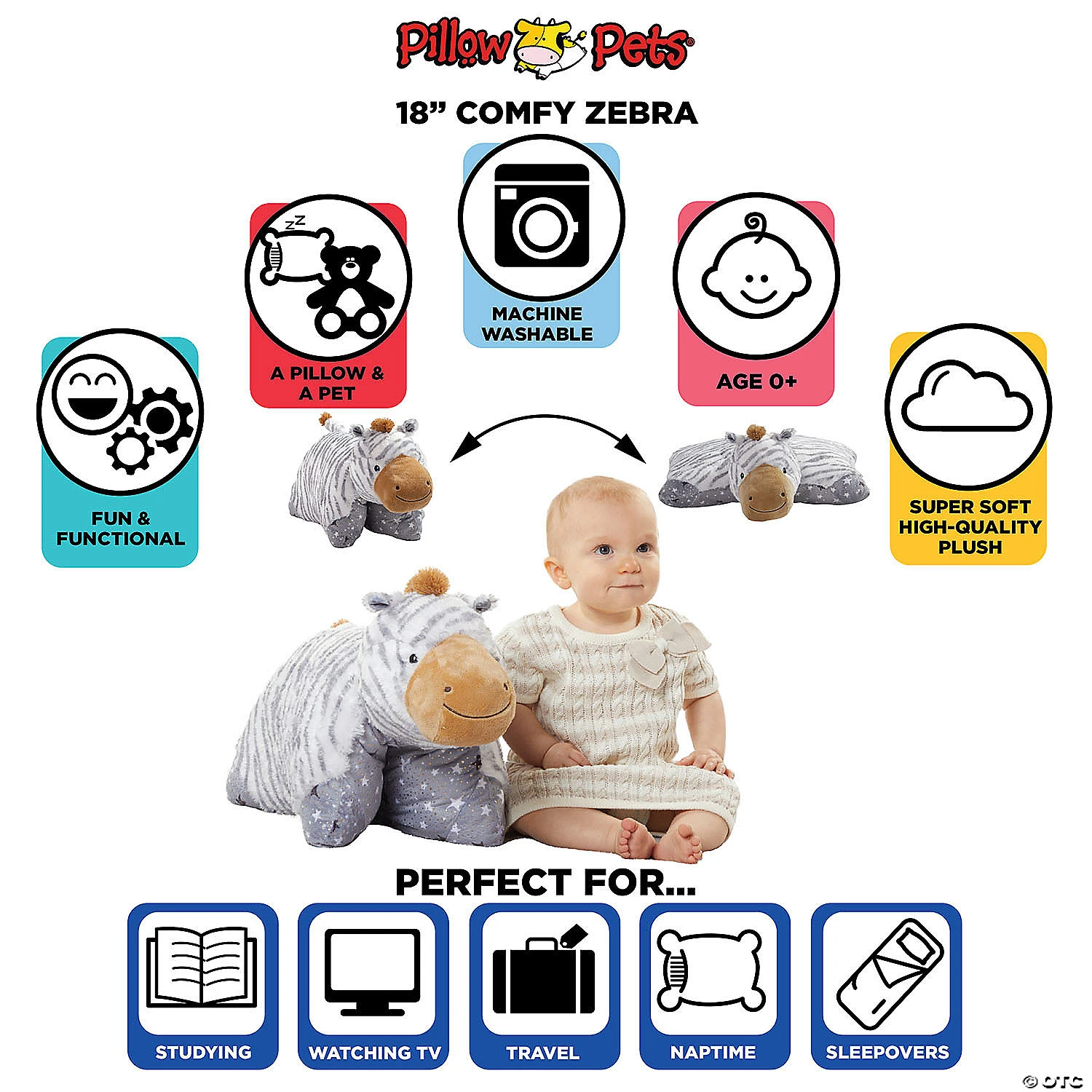 Pillow Pet - Naturally Comfy Zebra 4 Pillow Pet - Naturally Comfy Zebra - Image 4