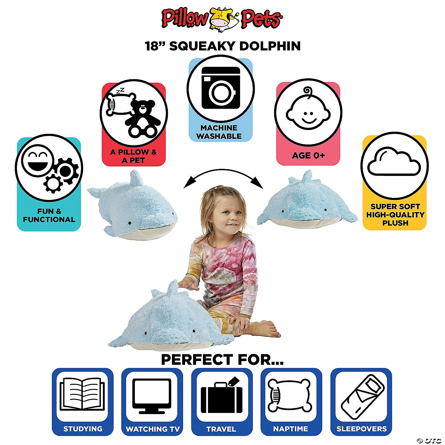 Pillow Pet - Squeaky Dolphin 4 Pillow Pet - Squeaky Dolphin - Image 4