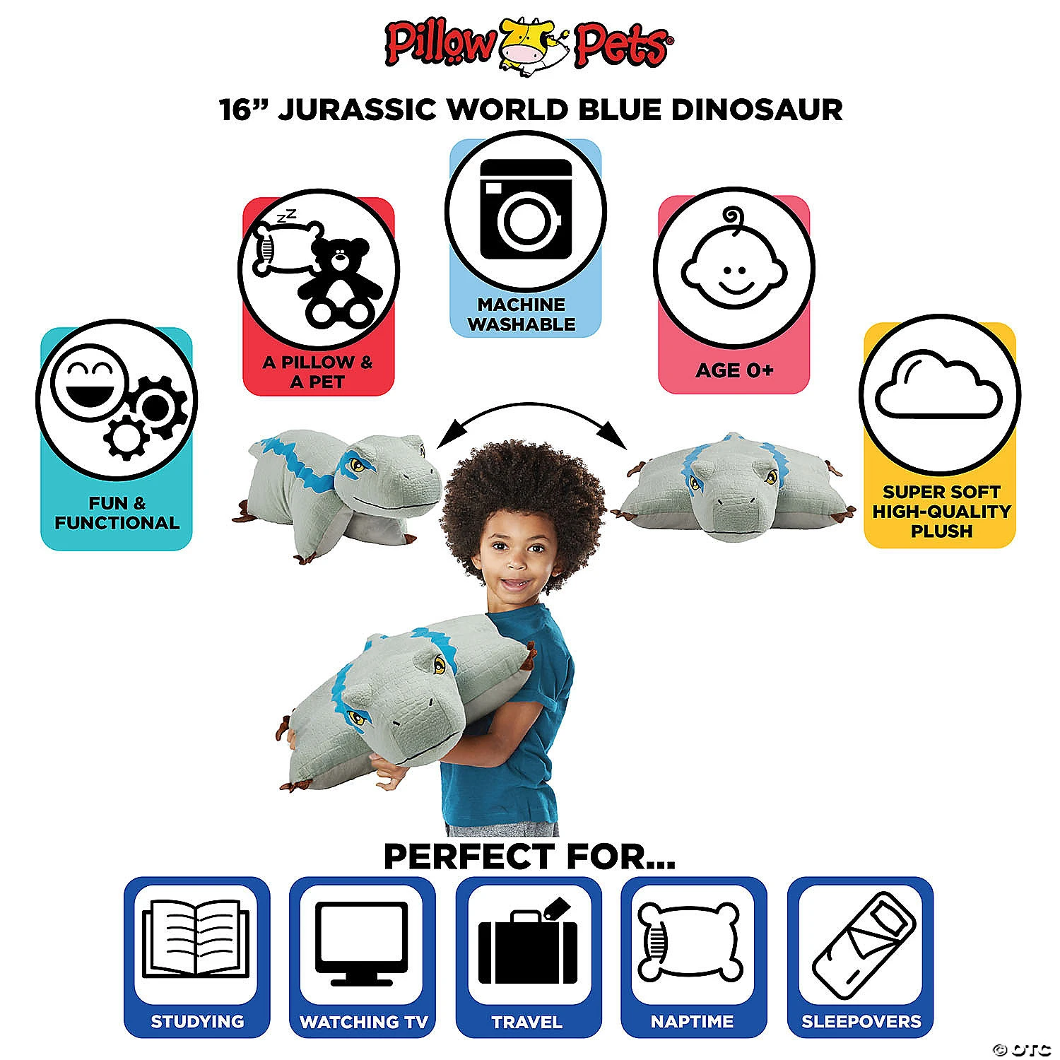 Pillow Pet - Velociraptor Blue 4 Pillow Pet - Velociraptor Blue - Image 4